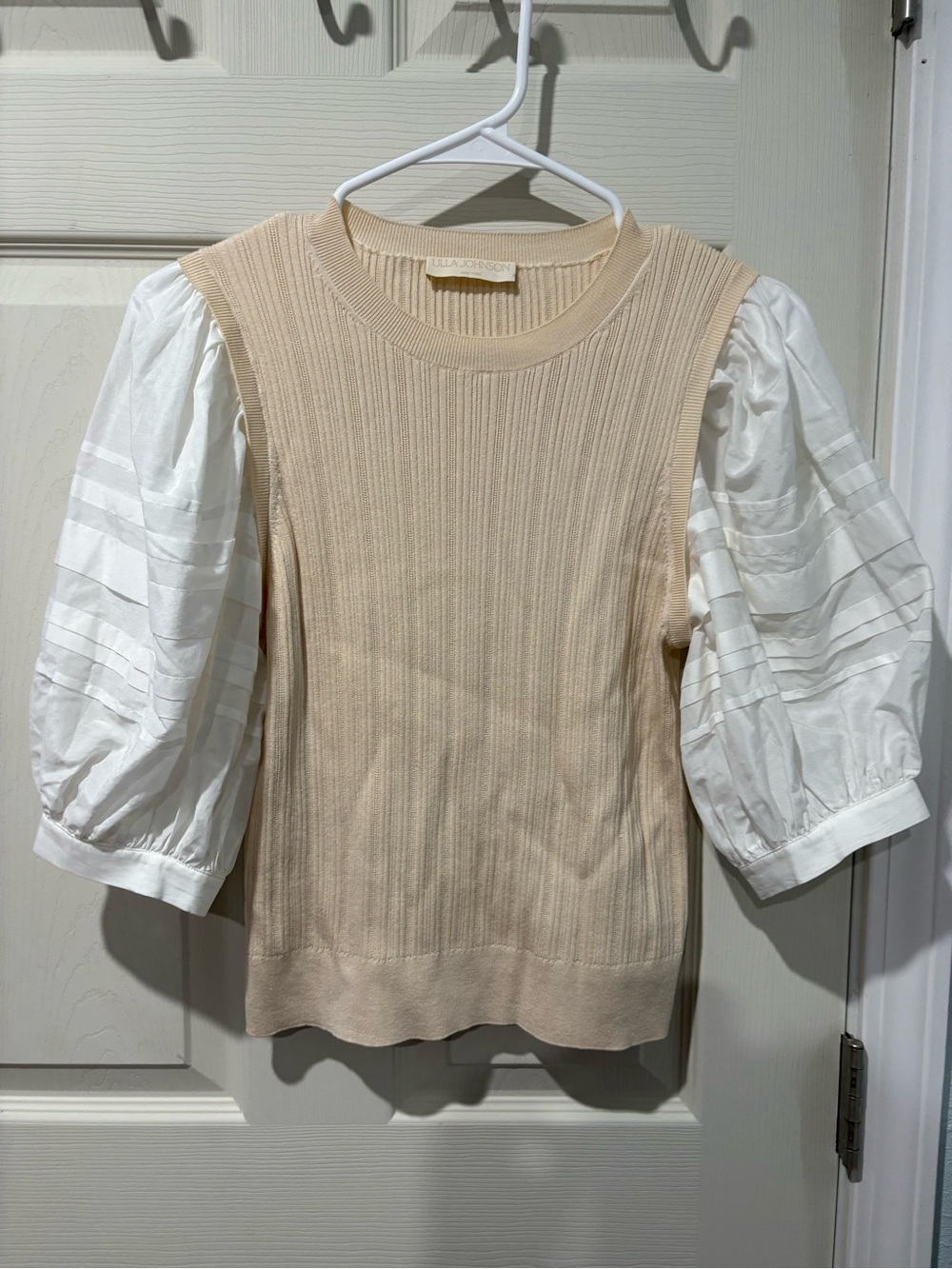 Ulla Johnson Rosalie Ribbed Knit Top Puff Sleeve